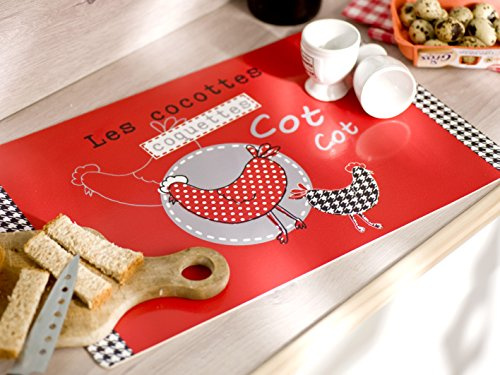 Calitex S7Y4519X71A Coquettes 6 Set de Tables PVC Rouge 44 x 28 cm