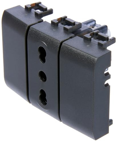 4Box Presa Bipasso con Due Copriforo, compatibile con Bticino LivingLight Antracite