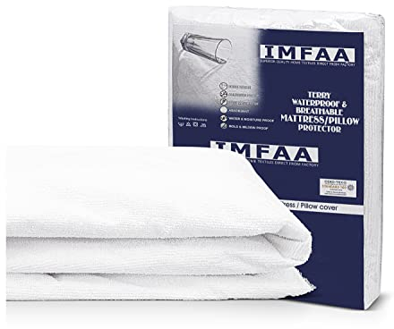 IMFAA 100% Waterproof Mattress Protector - Extra Deep 40 Cm Stretch Skirt – King (152x200) Cm Terry Towel Mattress Topper – Anti Allergy and Breathable Fitted Mattress Cover. (King(152x200+40) Cm)