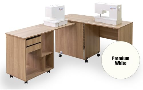 Comfort 8 | Nähmaschinenschrank | Nähmöbel | Nähtisch | Aufbewahrungsschrank | (Premium White)