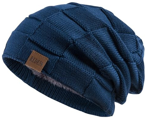 REDESS Beanie Hat för män och kvinnor vintervarma mössor Stickning Slouchy tjock skalle Cap