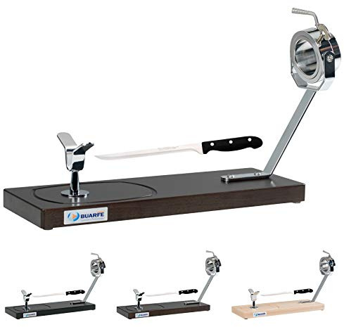 Buarfe Schinkenhalter aus Buchenholz, 53 cm, drehbarer Kopf mit Schinkenmesser (Tabak)