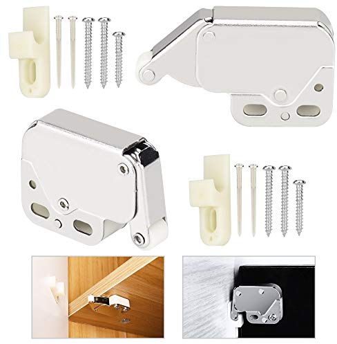 RMENOOR 2 Pz Chiusura a Molla Scrocco a Molla Mini Touch Fermo Mini Fermo a Molla Chiusura dell'Armadio Serratura con Chiusura a Molla con Viti per Comodini Armadietti Schedari Porte Mobili