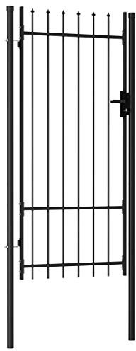 Festnight Cancello da Giardino Cancello per Recinzione Anta con Punte in Acciaio Robusto e Durevole con Serratura di qualità Maniglia e Chiave 100x200cm Nero