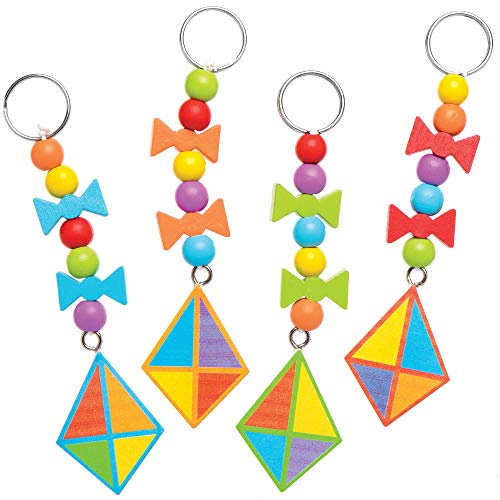 Baker Ross Schlüsselanhänger- und Taschenschmuck-Bastelsets „Drache“ aus Holz, für Kinder Kunsthandwerk Projekte (4 Stück), AT674