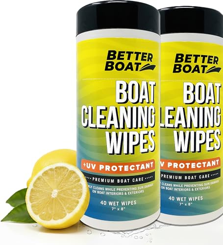 Boat Cleaning Wipes with UV Protectant 80ct 2 Pack, Marine Vinyl Cleaner and Protector for Boat Seats Console and Dash, Non Greasy Matte Finish - Better Boat