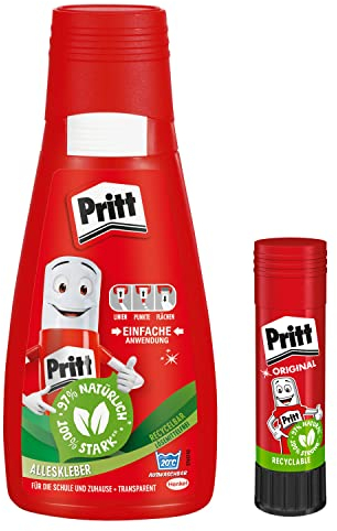 Pritt Pegamento multiuso, líquido de secado rápido y fácil aplicación para la escuela el ocio, set con 100 g manualidades 11 en barra Stick