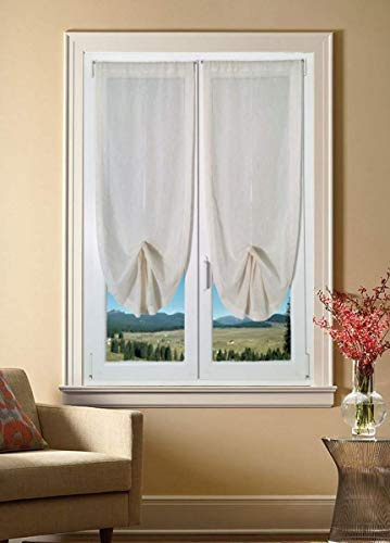 mauro Coppia Tende a Pacchetto Tendine Regolabili per Finestra e Porta a Vetro larghezza 45-65 - 90 - Colore Lino (90x150 cm)