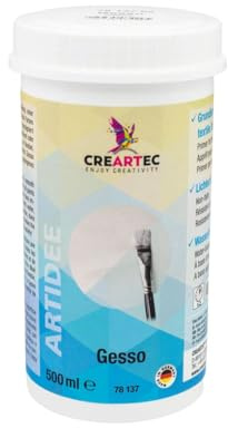 Artidee CREARTEC Gesso Acrylkreidegrund - Grundierung für textile Untergründe - vergilbungsfrei - wasserfest - weiß - 500ml - Made in Germany