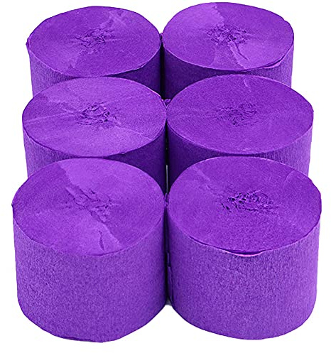 ANCLLO 6 Rollen 4,5 cm x 25 m Krepppapier Party Luftschlangen Hintergrund hängende Dekorationen für Geburtstagsparty, Hochzeit und Festival-Dekorationen (Violett)