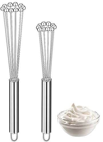 WSGFPO Mini Schneebesen Edelstahl Schneebesen Edelstahl Kugeln Cromargan Edelstahl Teilmattiert Mini Schneebesen Edelstahl Schneebesen Manual Mixer für Mischen Schlagen Rühren Küchen (2 Stücke)