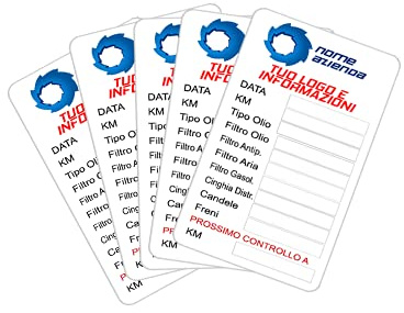 ADESIVI PERSONALIZZATI CON IL TUO LOGO PER TAGLIANDO AUTO MOTO PVC RESISTENTI CAMBIO OLIO IMPERMEABILE 50 PEZZI