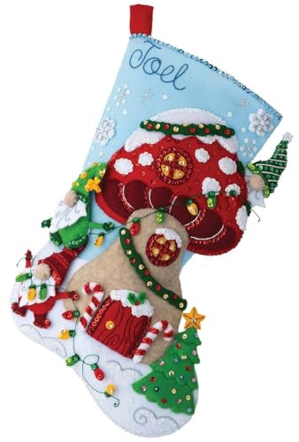 Bucilla Filtstrumpa applikationssats 45 cm lång tomte till jul
