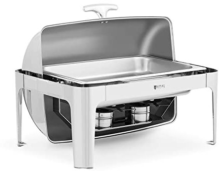 Royal Catering RCCD-RT4_9L Chafing Dish GN 1/1 8,5 L 2 Brennstoffzellen Rolltop Warmhaltebehälter Rechaud