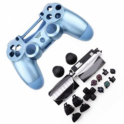 HUAYUWA Plastic Game Controller Housing Case (Titanium Blue) with Buttons Replacement Set Fits for Pro 5.0 JDS-050 JDS-055 JDM-050 JDM-055 (V2 Version)