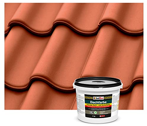 Isolbau Peinture de toiture - Peinture de façade Nano - 4 kg - Peinture à base d'eau - Sans solvant, imperméable, résistante aux UV - Rouge brique