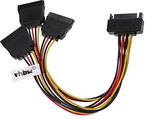 vhbw SATA Stromkabel auf 3X SATA Buchse für Festplatte | Netzteil - 14,5 cm