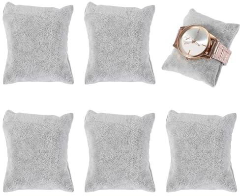 Cyrank 5Pcs Bracelet Pillow Display, Velvet Jewelry Display Pillow Watch Display Pillow Bracelet Cushion Watch Cushion Small Bangle Cushion for Shows(Grey)