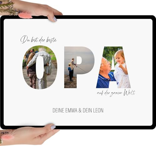 Opa Geschenk Holzbild - Fotogeschenk - personalisierbar zum Hinstellen/Aufhängen Geschenke Opa, Geschenk Für Großvater, Bester Großvater Geschenkidee, Geschenkidee Großpapa - personalisierte Geschenke