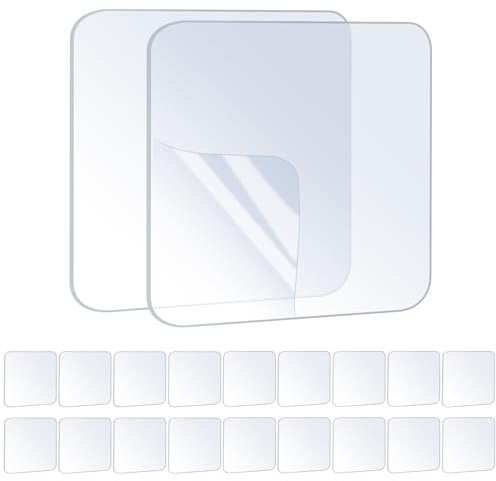 ZOMPAGO 20Stk Extra Stark Klebepads, 6cm x 6cm, Transparente Doppelseitiges Nano Klebeband für Zuhause Büro Auto Schule, Doppelseitige Klebepads Quadrat | 20Stk, 6cm x 6cm, Strong Doppelseitige Klebepads Quadrat für Zuhause Büro Auto Schule