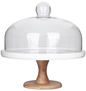 LUCBEI Kuchenständer ServierStänder Kuchen-Stand-Groß-Keramik-Kuchen-Tablett mit Glasdeckel Mehrzweck-Dessert-Tisch-Servierfach for Tee-Party, Hochzeit und Geburtstag Tortenständer (Size : L)