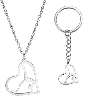 VASSAGO Gymnastikberlock, halsband, gymnastikgåva för flickor, volter, gymnastik, sport, hjärta, hänge, halsband, rostfritt stål, inspirerande smycken, gåva för kvinnor, tränare, ballerina, Rostfritt