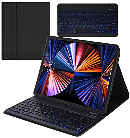 GUPENAA Funda con Teclado para iPad Mini 6.ª Generación 8.3 Pulgadas 2021 [Portalápices Incorporado] Teclado Retroiluminado Bluetooth Inalámbrico,Negro