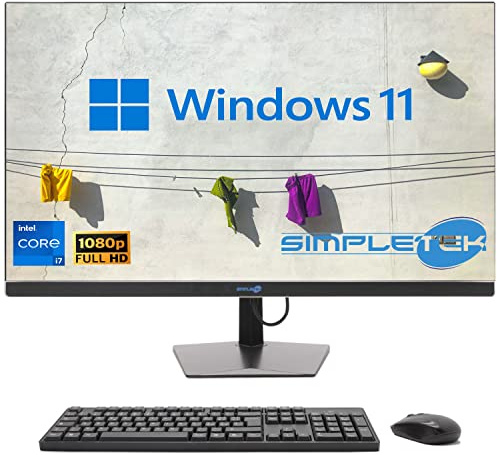SIMPLETEK - PC All in One 24 FHD Core i7 Fino a 3.60GHz Windows 11 | 8GB RAM SSD 120GB | Webcam Integrata HDMI - Mouse e Tastiera inclusi