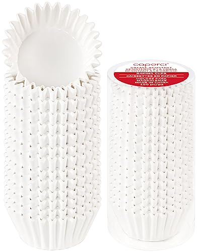 Caperci Heavy Duty White Cupcake Liners Standard Muffin Baking Cups 150pcs | Stay Bright, No Muffin Pan Needed, Non-stick & Easily Peels, Odorless, Grease-Resistant Paper Muffin Liners With Style