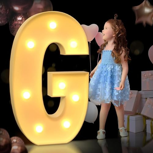 Lettre G lumineuse de 100 cm pour chapiteau - Lettres géantes en mosaïque pour chapiteau - Décorations de fête d'anniversaire, de mariage - Décoration de bricolage