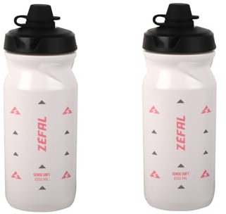 ZEFAL Sense Soft 65 No-Mud x 2 - Fahrrad Trinkflasche MTB mit Deckel - Weiche und geruchlose Sportflasche - BPA-freie Wasserflasche - Silikonsauger - Weiß, 2 x 650 ml