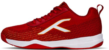 HUNDRED Blade Lite Non Marking Badminton Shoes (Red/Orange/White, 11 UK/ 12 US/ 45 EU) | Unisex | Material: Knitted upper & Rubber sole| Perfect for Squash, Table Tennis, Volleyball, Basketball