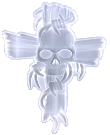 BEBIKR Moule en silicone en forme de tête de mort en forme de croix pour décoration murale, bureau, armoire, Gel de silice