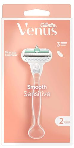 Gillette Venus Smooth Sensitive Rasierer mit 2 Ersatzköpfen