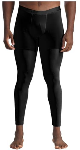 Agoky Herren Satin Strumpfhose Winter Herbst Lange Unterhosen mit Weichbund Blickdicht Hose Sissy Unterwäsche Sport Leggings für Fitness Jogging Schwarz L