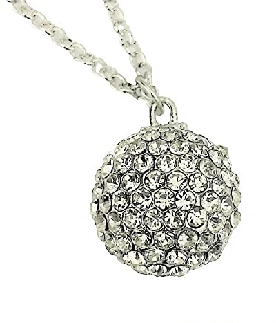 Silver Ball Necklace Round Pendant Chain Fancy Dress Gift Fashion Jewellery for Women Girls Ladies Her