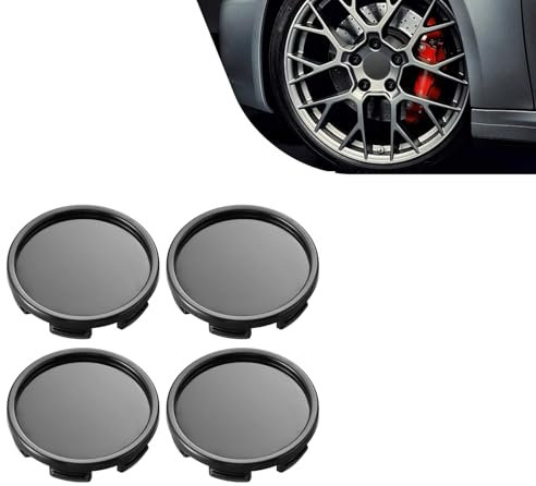 Fonyiunce Tapas Centrales para Llantas, 4 Piezas Tapa Central Tapacubos Negros, Tapas Rueda Centro DIY, Apto para Tapacubos con un Diámetro Exterior de 58 mm y un Diámetro Interior de 55 mm