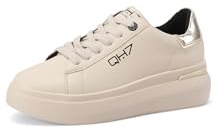 QUEEN HELENA Zapatillas de Cuero Platform Zapatillas de Deporte Casual Mujer QH8003, beige, 39 EU