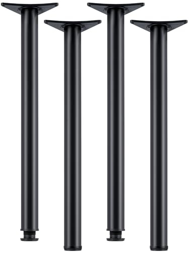 Trintion 4 Stück Möbelfüße 870-890mm Tischfuß Regulierbare Tischbeine Ø60mm Stahlbeine Metall Tischbeine mit Bodenschutzkappe und Schrauben für Frühstückstisch Schreibtisch Arbeitsplatten (Schwarz)