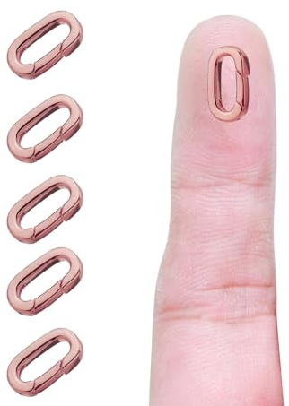 SJUIEO 5-teiliger ovaler Schmuckverschluss aus Roségold mit Verschluss-Federring zur Herstellung von Schmuck, Halsketten und Armbändern (14 x 7,8 x 2,2 mm) (Roségold)