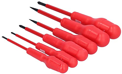 Jeu de Tournevis Isolés, Tournevis isolé Outil de Réparation isolé pour électricien 6 Pièces Tournevis Cruciforme à Fente à Tête Magnétique Tournevis d'électricien pour les