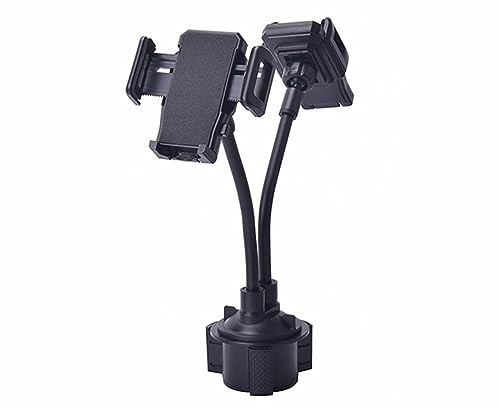 Soporte de coche para teléfono inteligente, rotación de altura ajustable, soporte doble para taza para teléfono celular