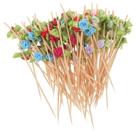 ABOOFAN 100piezas Palillos De Fruta y Flores Palillos Decorativos Para Aperitivos Para Bodas San Valentín y Decoración Navideña Unidades