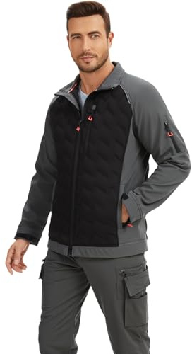WORK IDEA Hybrid Wasserdichte Thermal Insulation Running Herrenjacke für Outdoor und Laufen mit Kontrastfarben