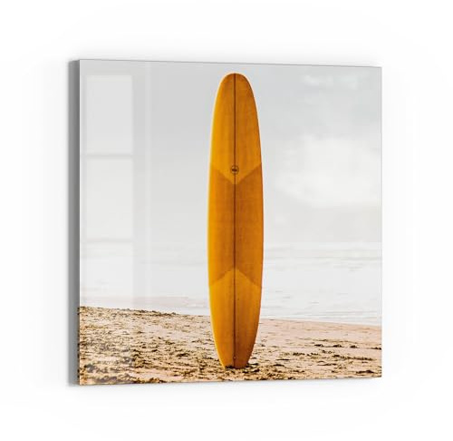 DEQOART Glas-Magnettafel | 30x30 cm cm groß | Motiv Goldener Surftraum | Memo-Board aus Glas | Magnetboard inkl. Magnete, Stift & Tuch für Küche & Büro | Tafel magnetisch & beschreibbar