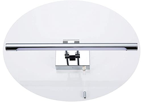 LED Bathroom Mirror Light with Switch, Chrome Vanity Mirror Lamp Bathroom Mirror Lighting, 4000K Bathroom Lamp Dressing Table Make-Up Light 240 ° Rotatable IP44 Wall Lamp,42 Efficency