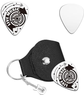 UNICRAFTALE 1 Stück Personalisierte Gitarrenplektren Geschenke Gitarrenplektren Retro Pfeil Neonzeichen Edelstahl Mit PU Lederhülle Plektren Gitarren Set Für Gitarrenspieler Musiker