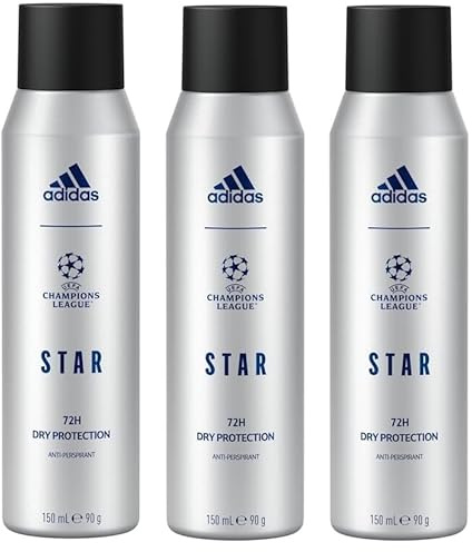 Adidas UEFA 72H Lot de 3 sprays anti-transpirants pour le corps 150 ml – Ligue des champions