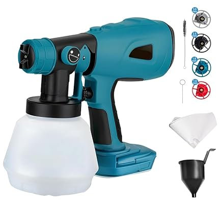 Spruzzatore di vernice senza fili compatibile con batteria Bosch da 18 V - Spruzzatore elettrico di vernice con contenitore da 1000 ml, pistola a spruzzo HVLP senza spazzole con 3 modelli e 4 ugelli