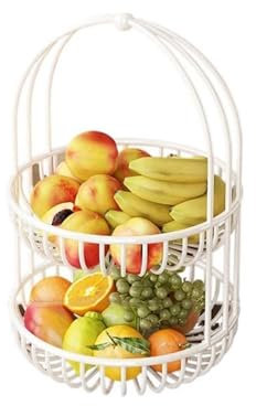 DTACBNEUZ Cesto di Frutta Portafrutta, Cestino for Frutta, tavolino da caffè, Organizer for Snack, Mantiene Frutta e Verdura fresche Cesto portafrutta(Bianco,Piccolo)